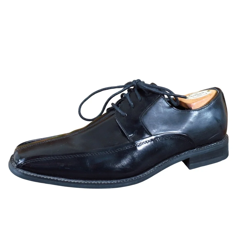Stacy Adams 20124-001 Mens Bicycle Toe Oxford Sz 8 Formal Wedding Black Leather